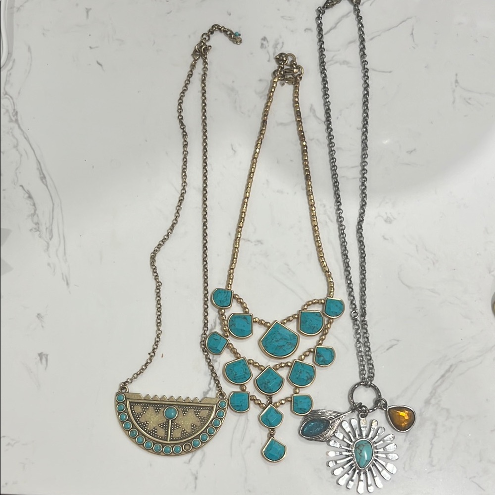 3piece Lucky brand Turquoise Statement Necklace Set